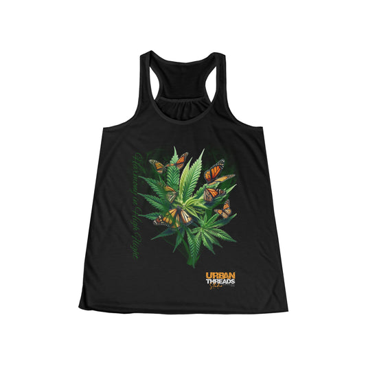 Harmony in High Flight Blk Women's Flowy Racerback Tank
