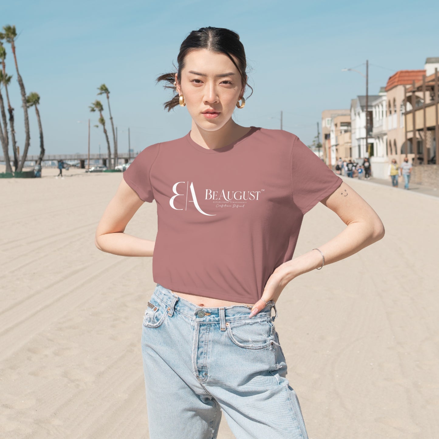 BeAugust Classic Women's Flowy Cropped Tee