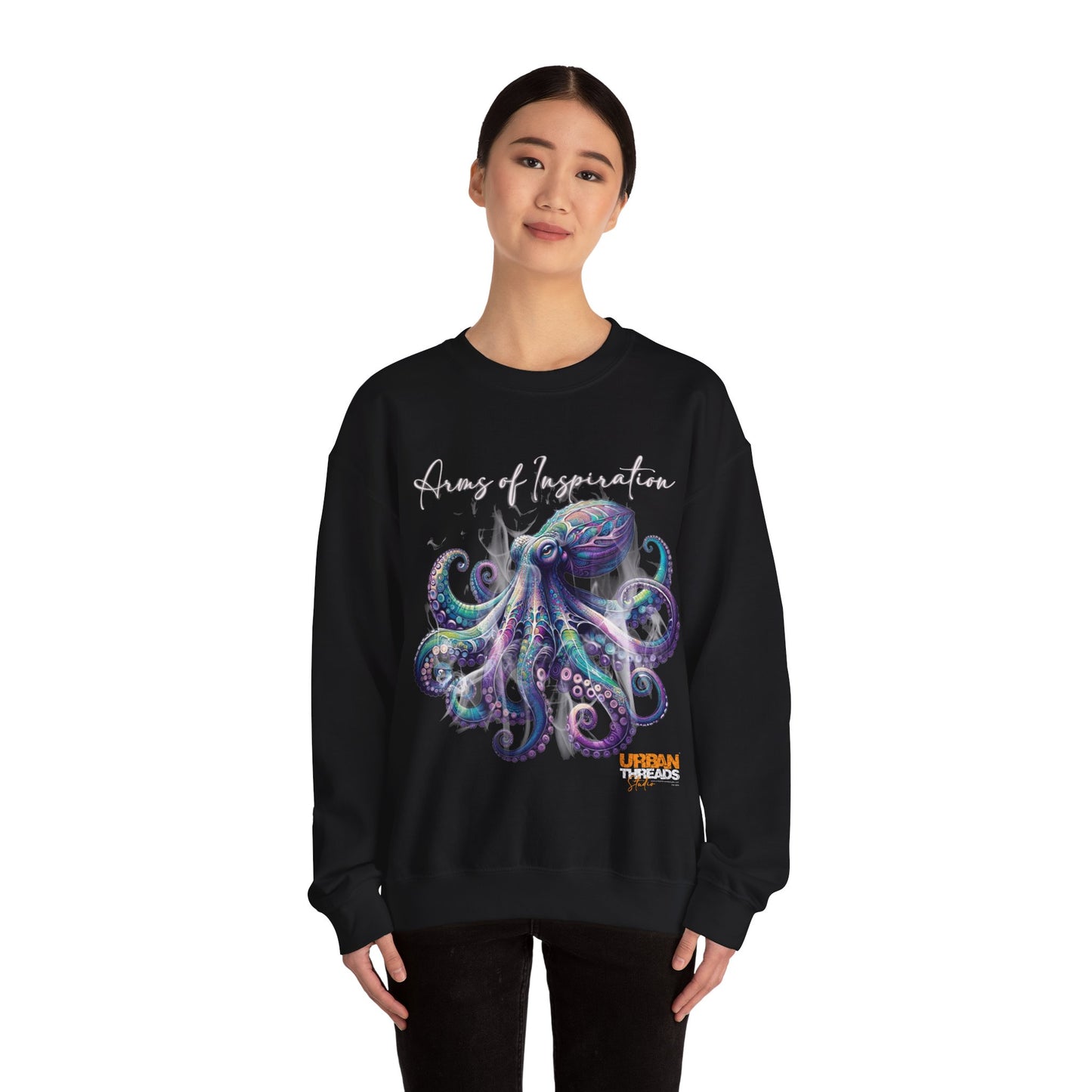 Arms of Inspiration Blk Unisex Heavy Blend™ Crewneck Sweatshirt